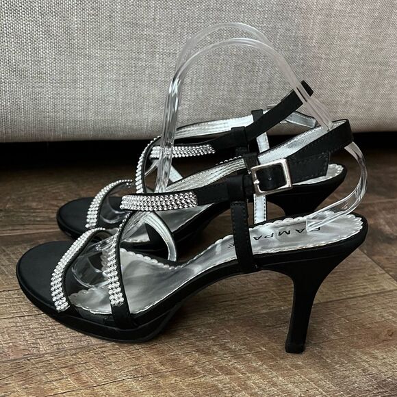 Black Satin & jeweled strap heals by Rampage Sz 9.5 nearly new! - Picture 12 of 16